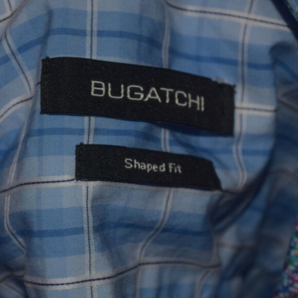 Bugatchi Shaped Fit Men's L Long Sleeve Button-Up Shirt w Patterned Flip-Up Cuff - Picture 5 of 7